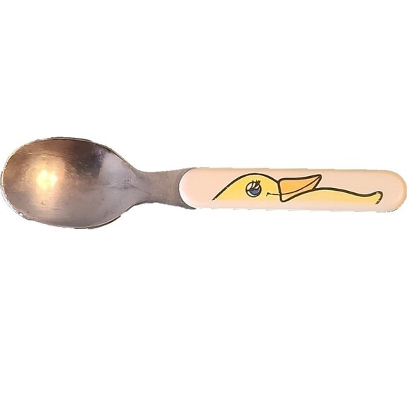 Vintage Stainless Toddler Spoon Duck Taiwan 1950s? Child - Picture 1 of 6